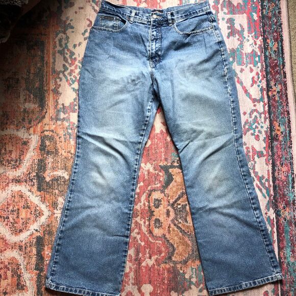 90s Vintage NY and Company Bootleg Flare 100% Cotton Jeans size 14 - Picture 2 of 8